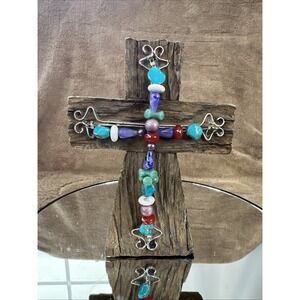 Carson Home Accents Cross 5x3.75 Resin Heavy Wire Beads Shelf Sitter